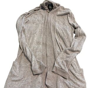 Bobeau Light Gray Ribbed Cardigan